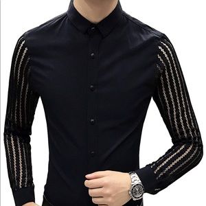 Men’s Button Down Shirt w/ knitted Sleeves